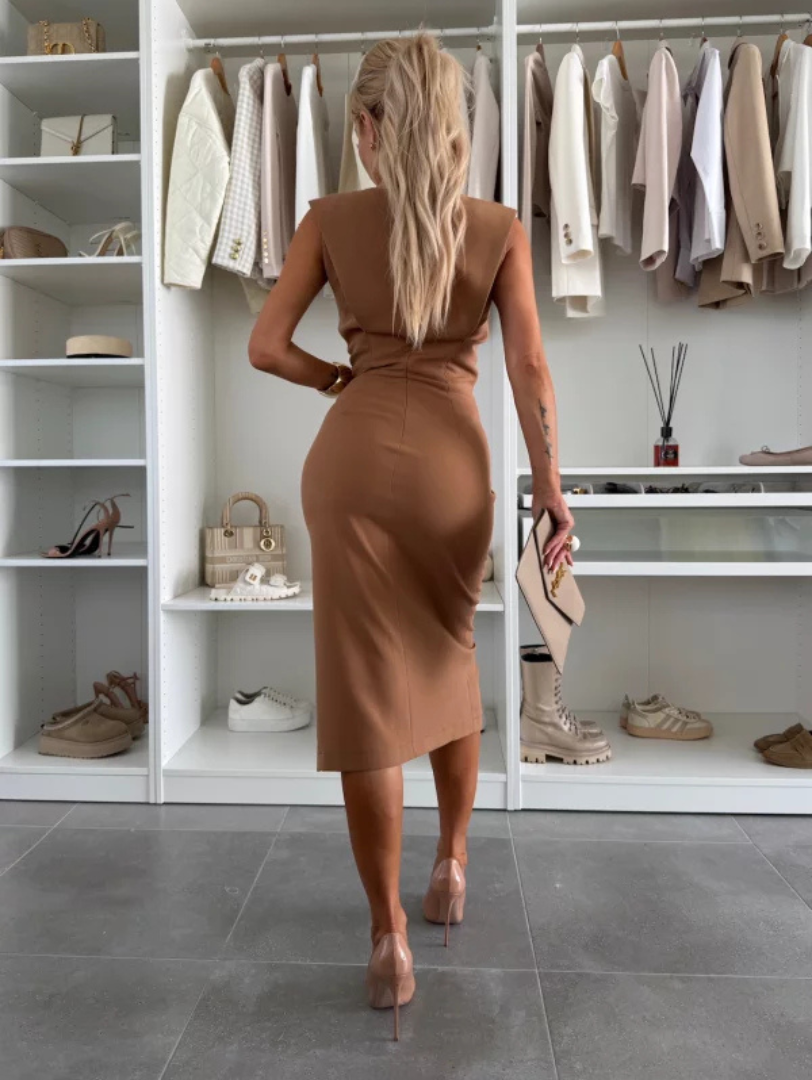 Lena - Sukienka Midi z Klasą i Nowoczesnym Akcentem